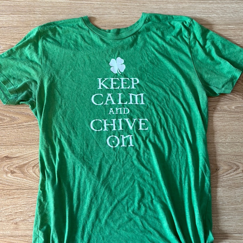 Keep Calm and Chive On Shamrock Tee Large